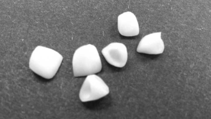 A group of ceramic dental restorations